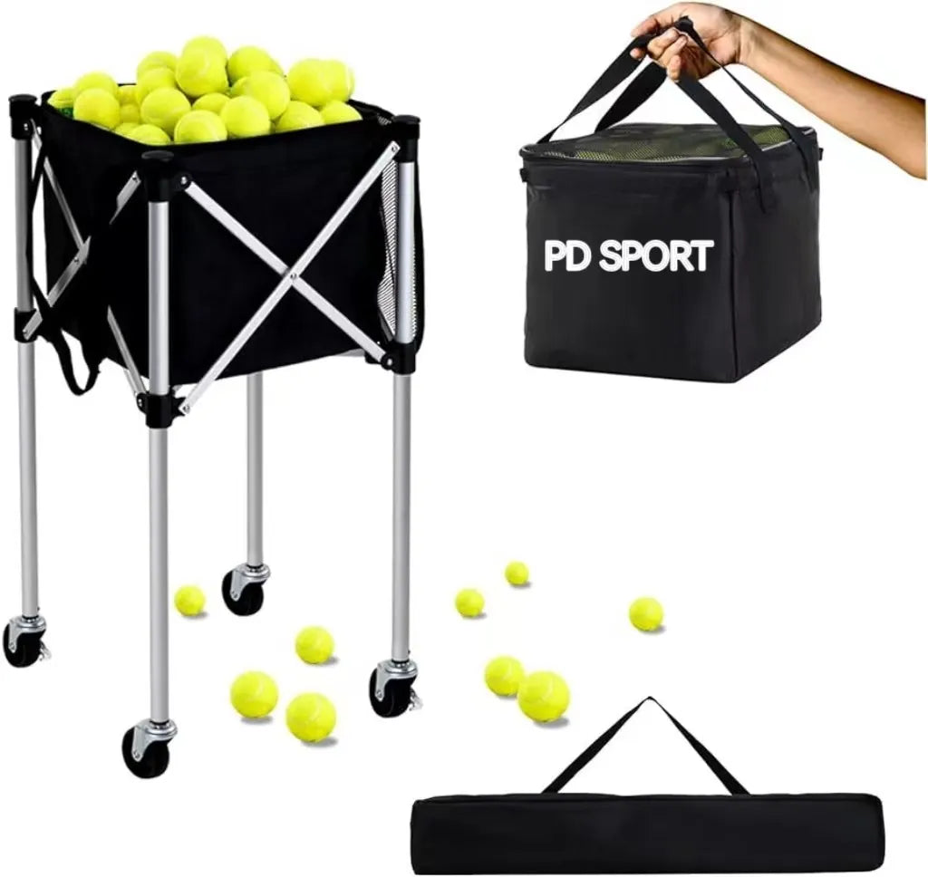 Cesto per palline con ruote,regolabile in altezza e ripiegabile
