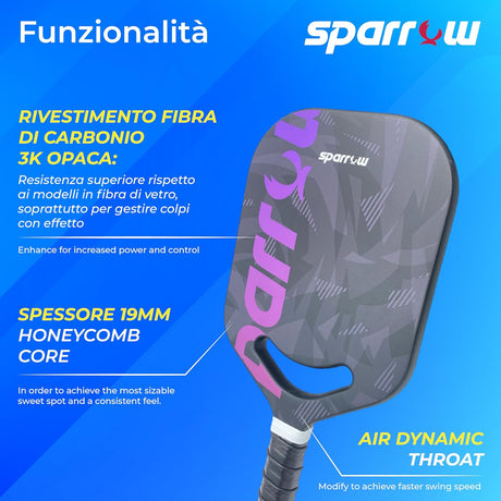 Black Falcon: Racchetta da Pickle in Carbonio 3K Falcon Nero